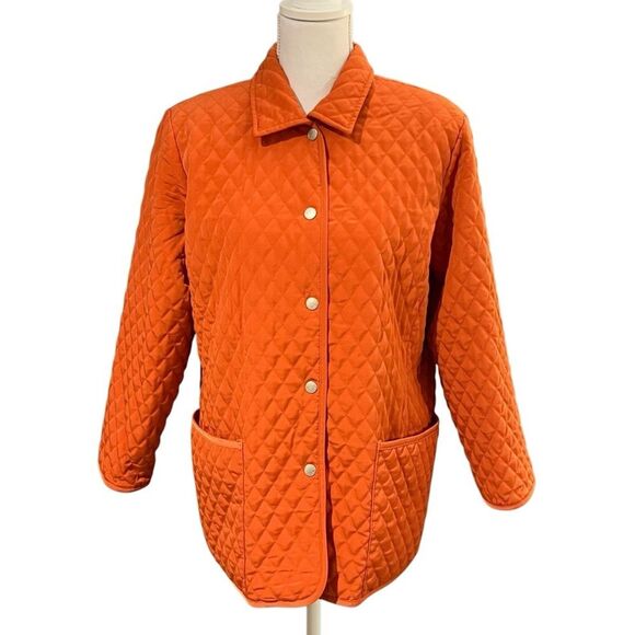 Susan Graver Quilted Utility Jacket Size S Orange Barn Equestrian Cabincore - Picture 1 of 9